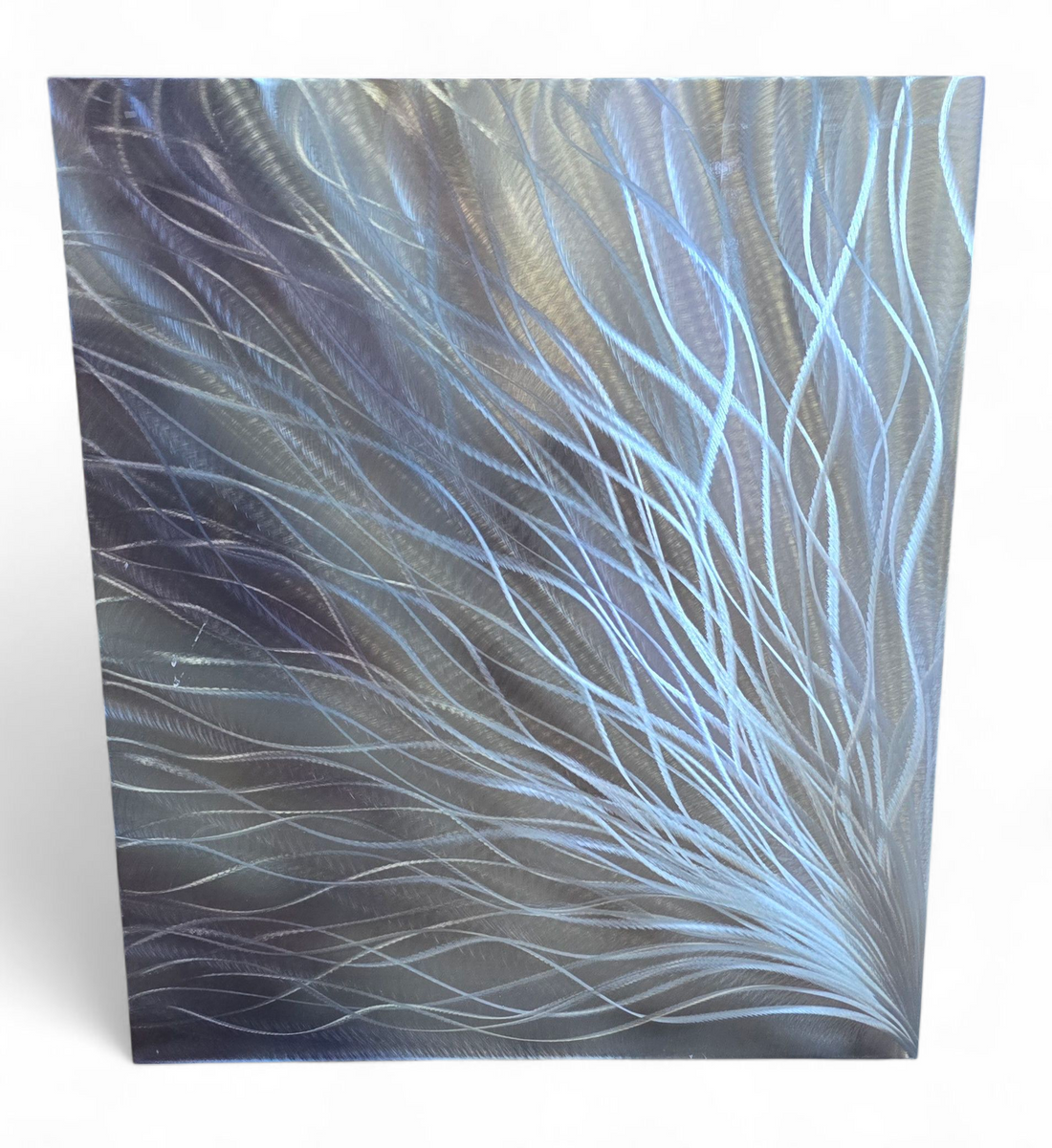 30 x 36 abstract aluminum metal wall art with gold reflective finish, used and in good condition