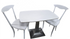 35.5 inch modern white table with two matching chairs and silver base, pre-owned hotel furniture available at Southern Hospitality Liquidation in Cartersville GA