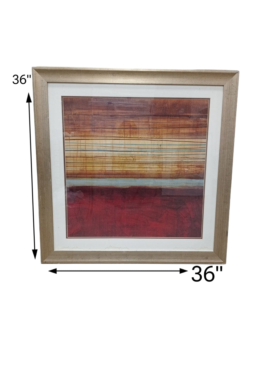 36" x 36" Gold Framed Red and Orange Abstract Art available in Cartersville Georgia.