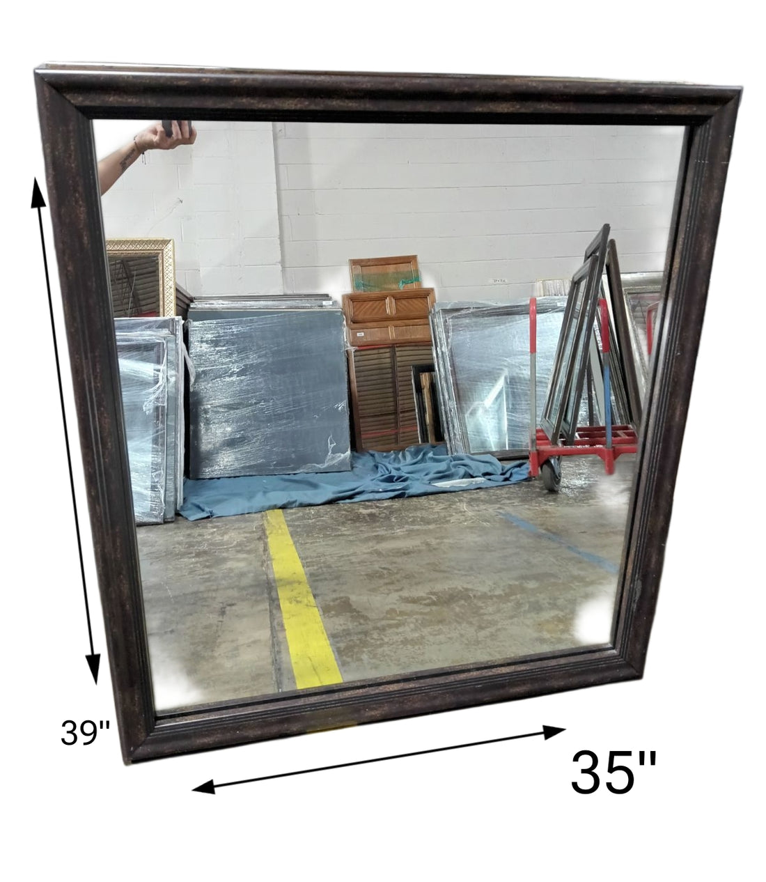 39" x 35" Rustic Framed Wall Mirror Located in Cartersville Ga.