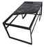 48 inch wide metal coffee table with black granite top and glass insert, available at Southern Hospitality Liquidation Cartersville GA