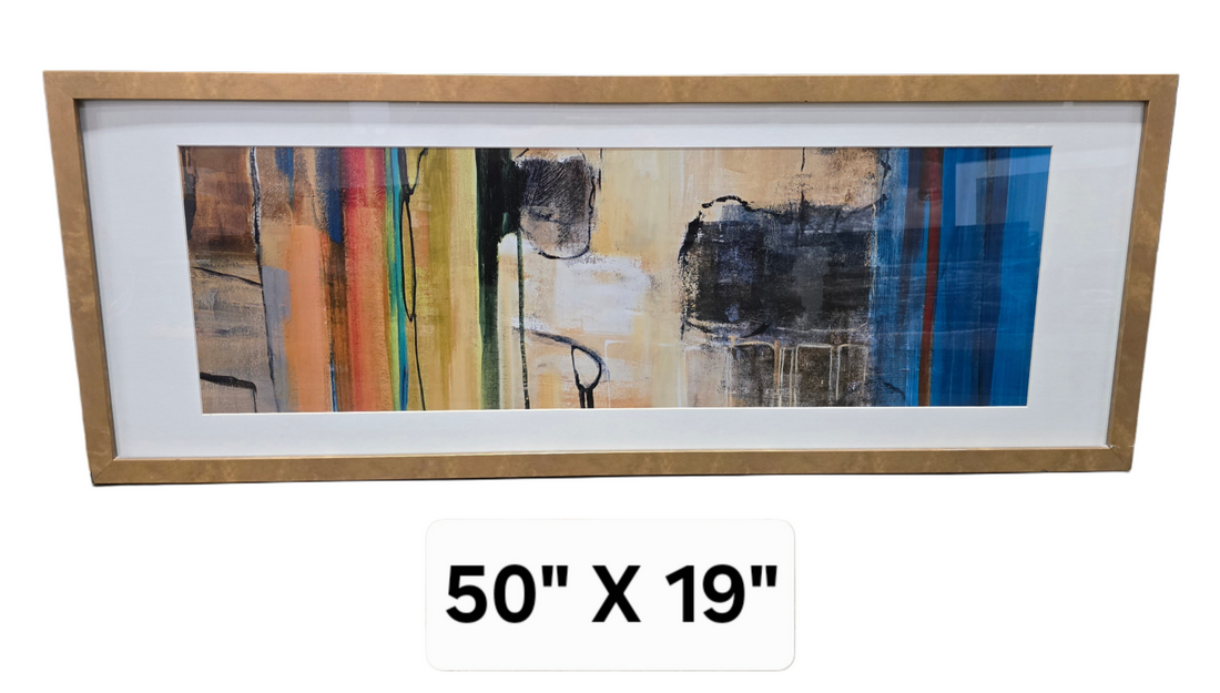 50x19 abstract multi-colored wall art – pre-owned hotel furniture liquidation Cartersville GA