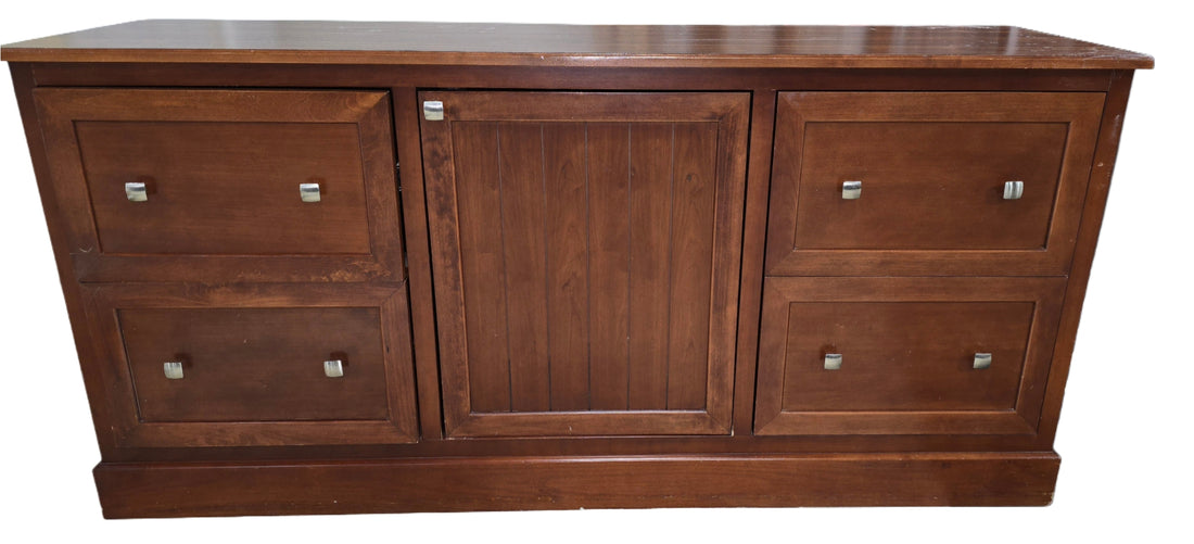 72 inch four drawer wooden credenza with storage, available at Southern Hospitality Liquidation in Cartersville GA