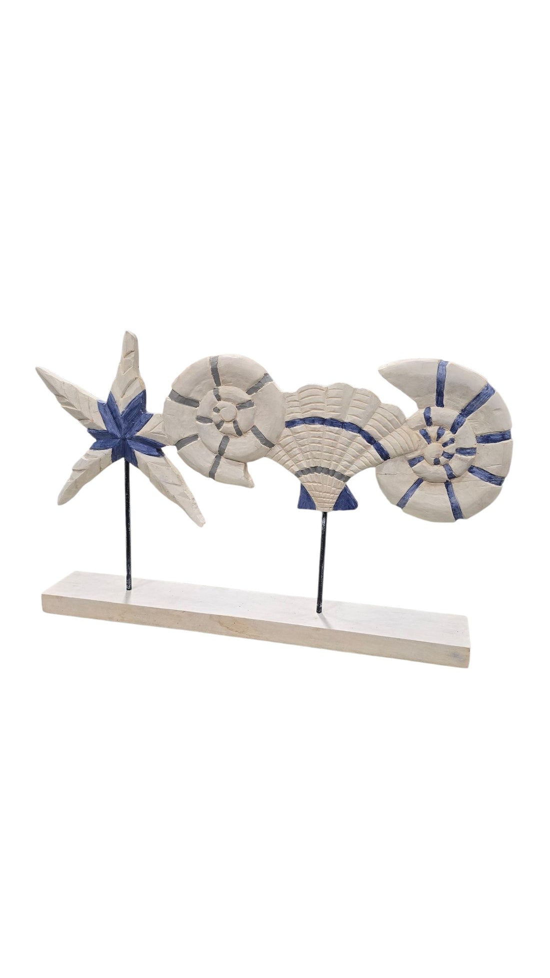 Coastal Shell &amp; Starfish Sculpture – Tabletop Beach Decor