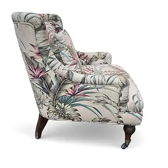 Antique Claw Foot Accent Chair - Palm Patterned