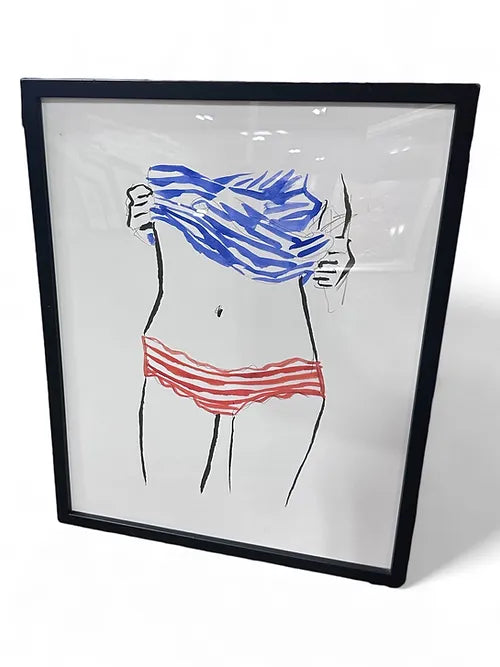 Used Black Frame Artwork showcasing a figure with a bathing suite available in Cartersville Ga