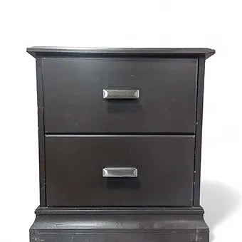 Black Two Drawer Modern Nightstand