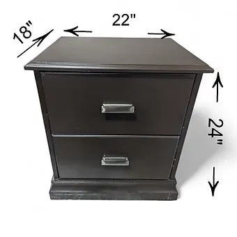 Black Two Drawer Modern Nightstand