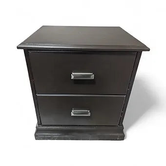 Dark Brown Two Drawer Modern Nightstand