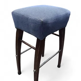 Blue Padded Stool with Black Legs