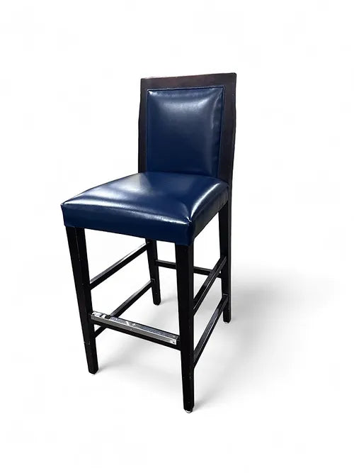 Black Wooden Framed Blue Bar Stool - Bar Height