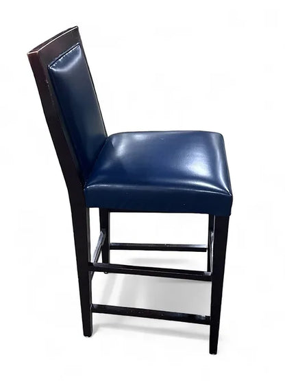 Black Wooden Framed Blue Bar Stool - Bar Height