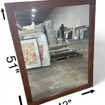 51&quot; X 42&quot; Wooden Wall Mirror Brown