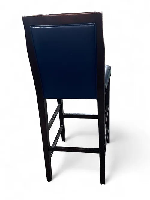 Black Wooden Framed Blue Bar Stool - Bar Height