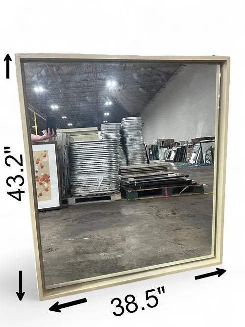 38.5 X 43 Cream Colored Thick Framed Mirror