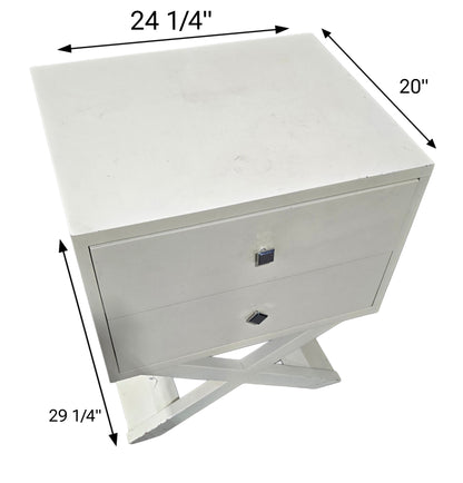 Nightstand, Drawers, Chest, two, white, cream, X, legs, SHL, Southern, Hospitality, Liquidation, Cartersville, Georgia, Ga