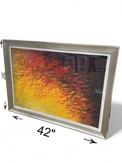 42 X 30 Flame Art with Silver Frame