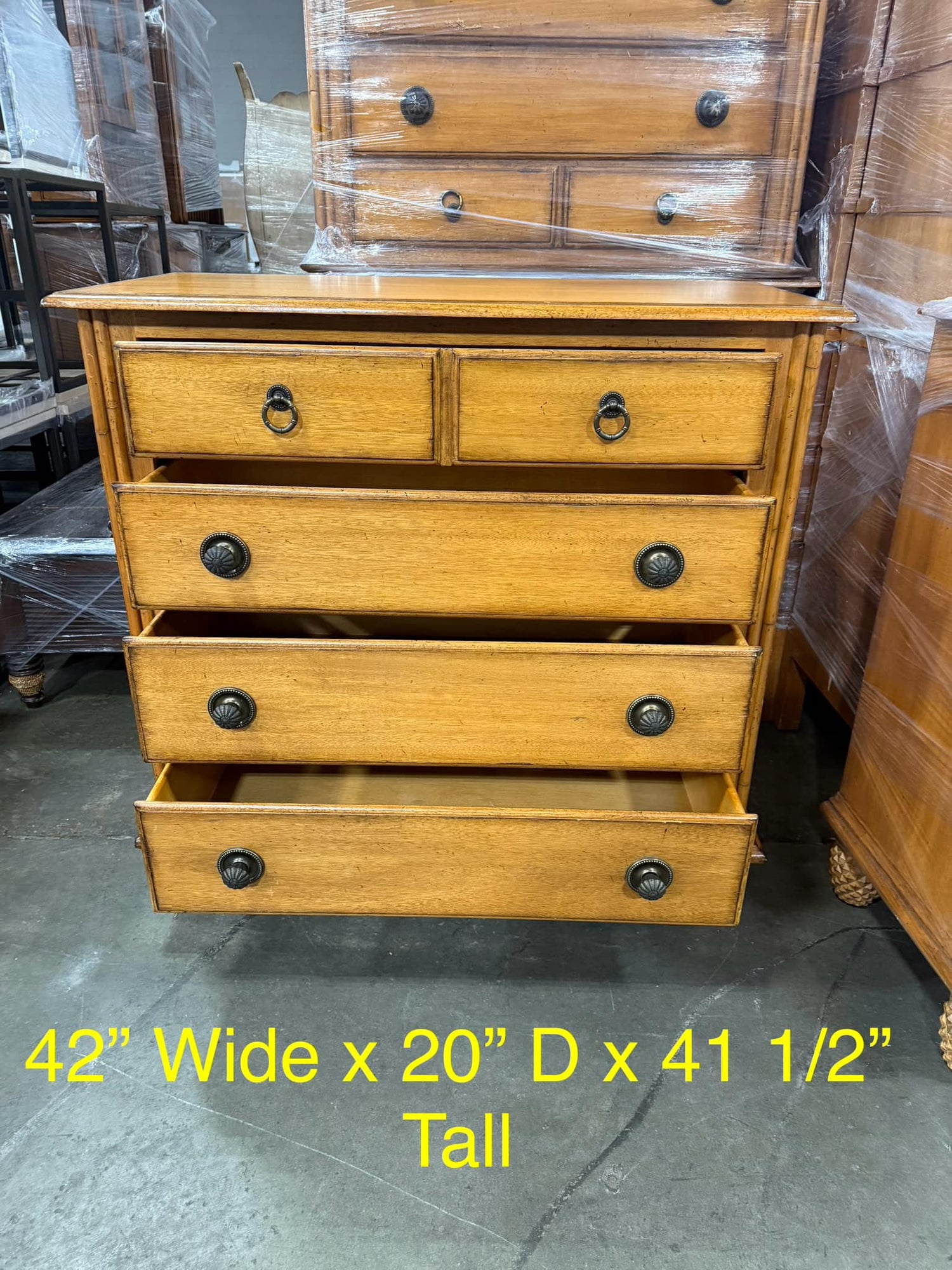 Four Drawer Wooden Dresser with Pineapple Feet