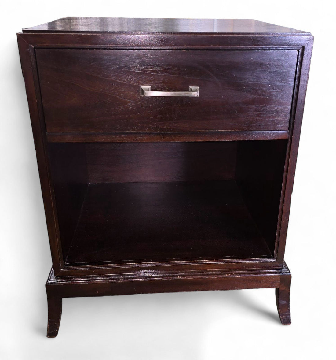 Dark Single Drawer Nightstand With Storage