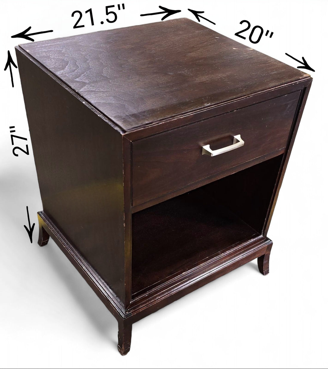 Dark Single Drawer Nightstand With Storage