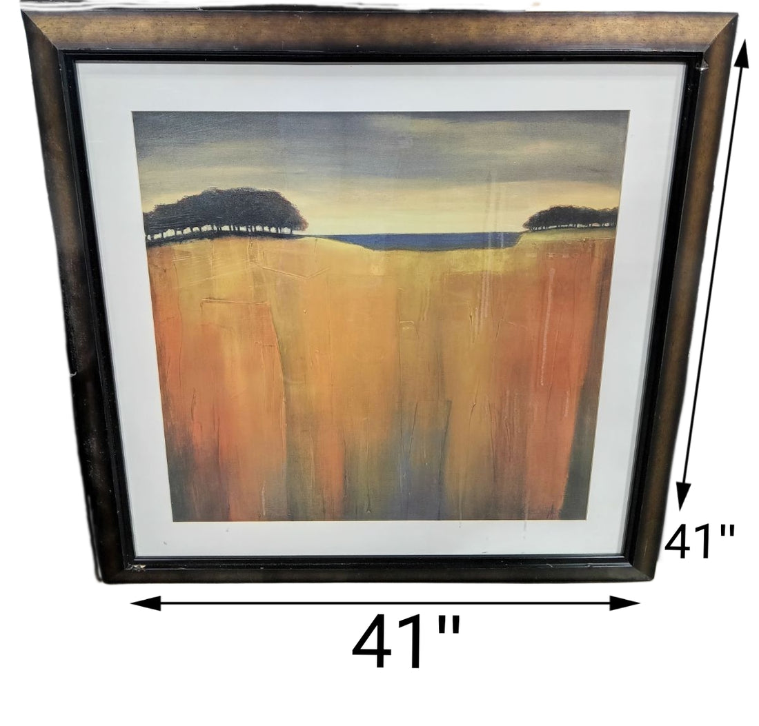 41 X 41 Landscape Art with Rustic Brown Frame