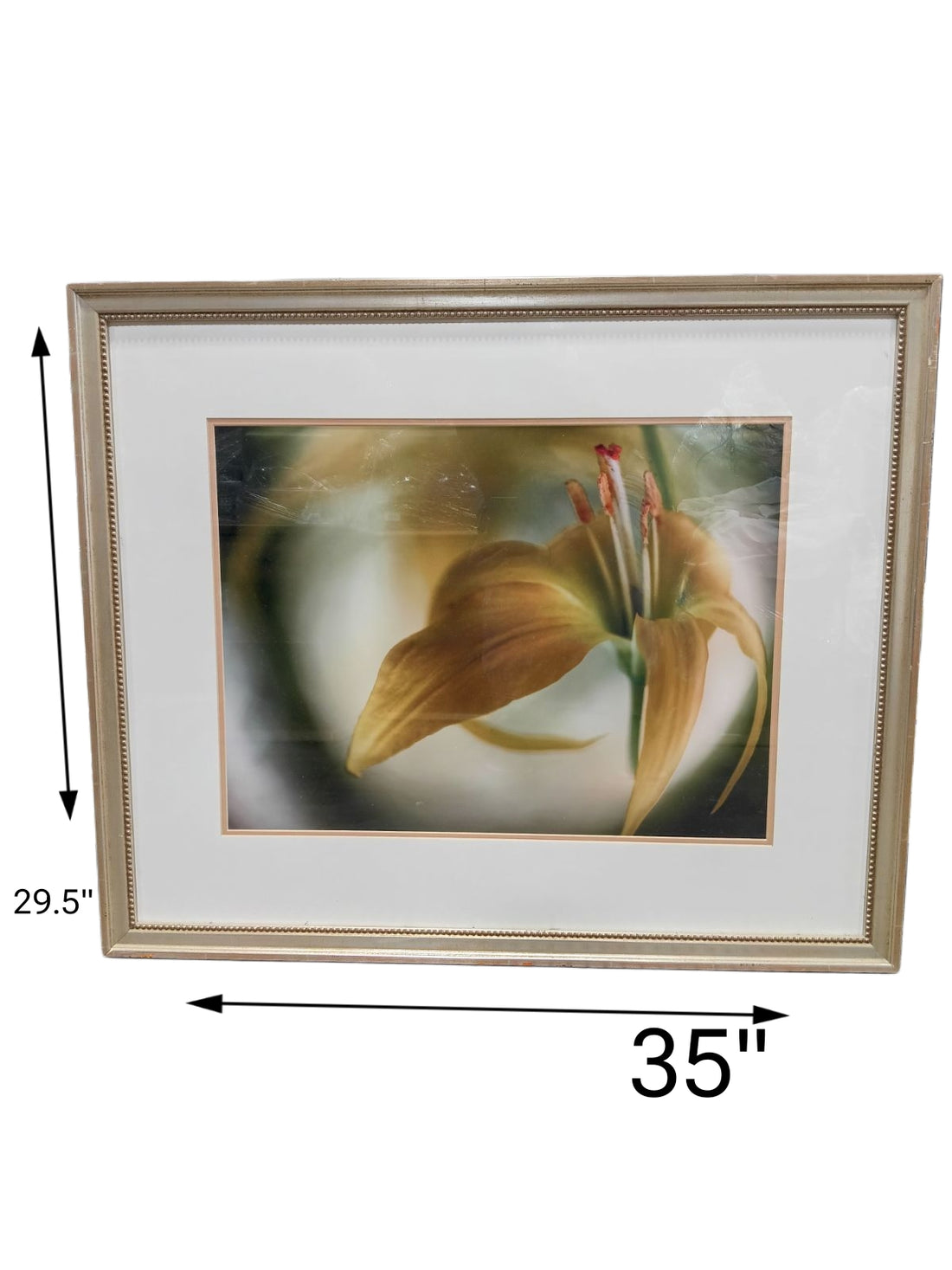 35 X 29.5 Gold Flower Art with Gold Frame