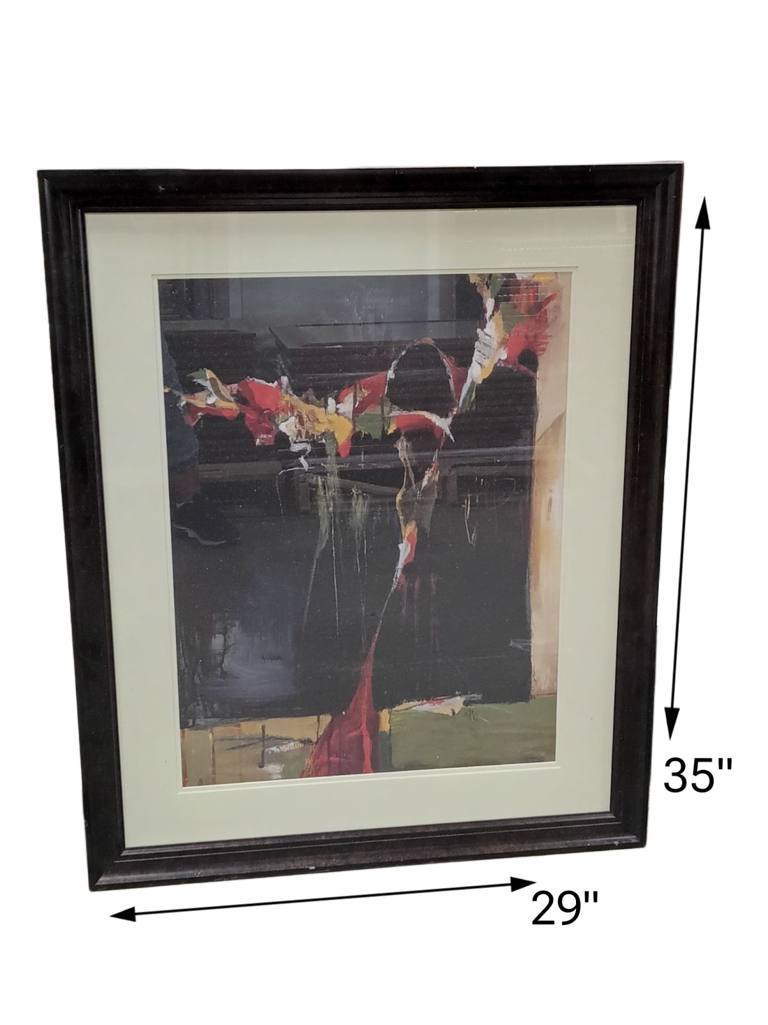 29 X 35 Red Abstract Art with Black Frame