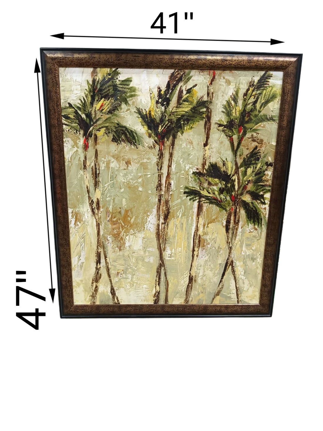 41 X 47 Green &amp; Brown Palms Art with Rustic Frame