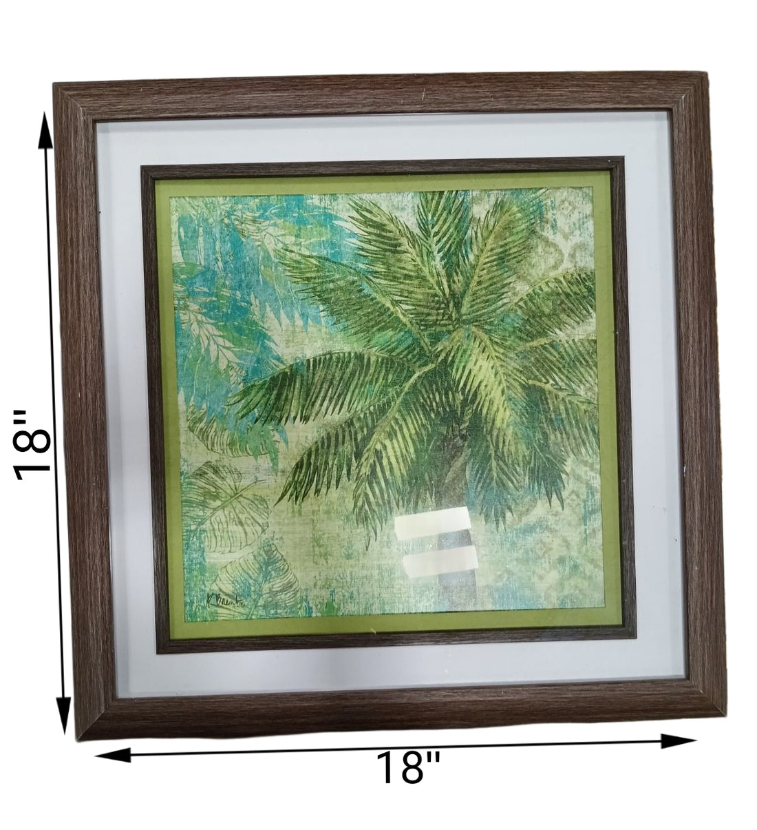 18 X 18 Palm Art with Silver &amp; Wooden Frame