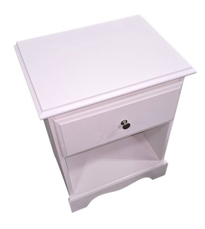 One Drawer White Nightstand