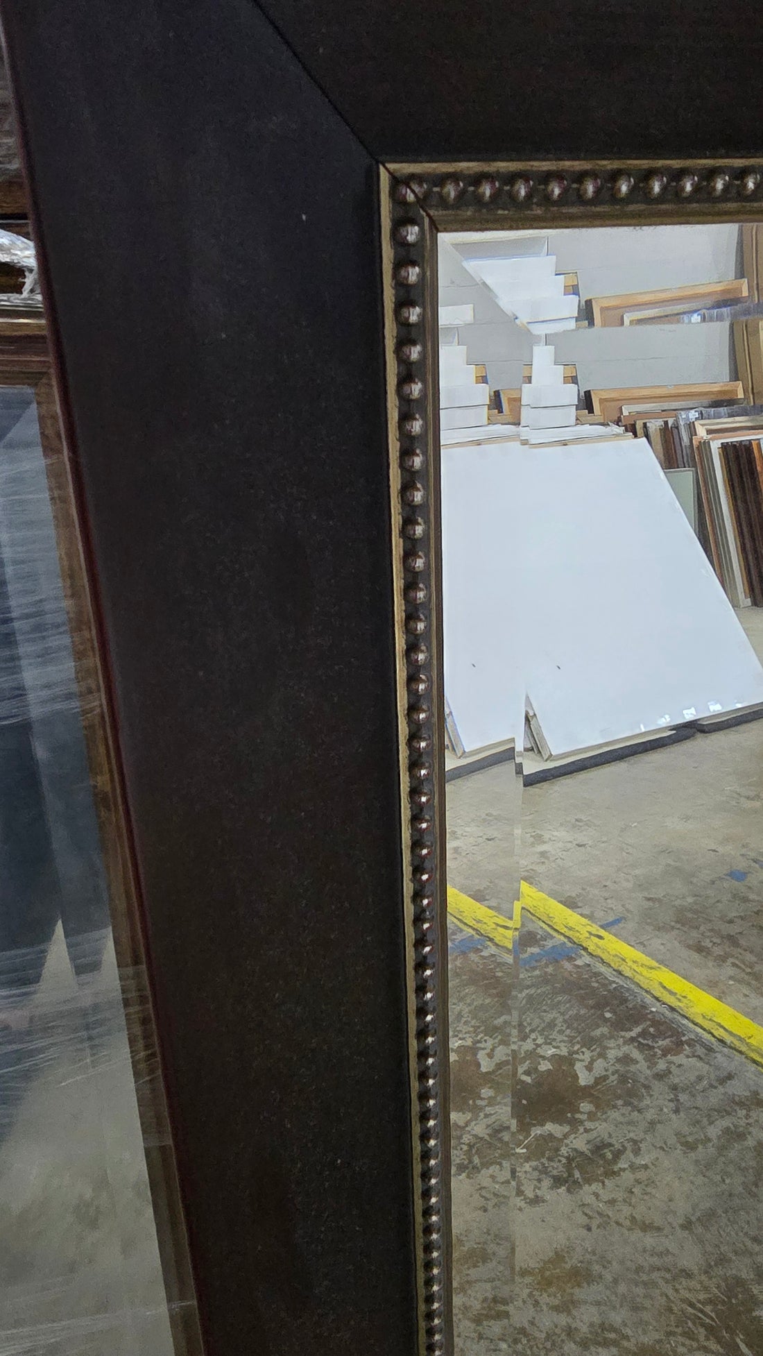 SHL decorative mirror with wood frame and silver accent, used and in good condition