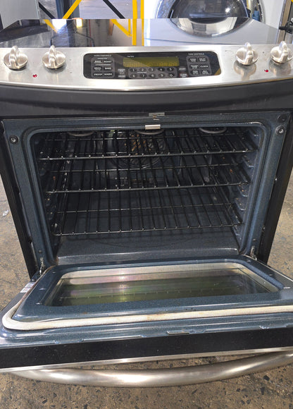 Close-up of GE Profile glass cooktop surface