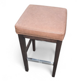 SHL backless brown vinyl bar stool 16 x 16 x 30 seat detail, used and in good condition