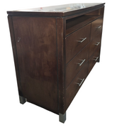 Side angle view of TV dresser for bedroom storage