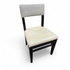 SHL front view of beige vinyl half-back dining chair measuring 18 x 18 x 19, used and in good condition
