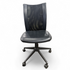 SHL front view of black rolling desk chair with mesh back and vinyl cushioned seat, used and in good condition