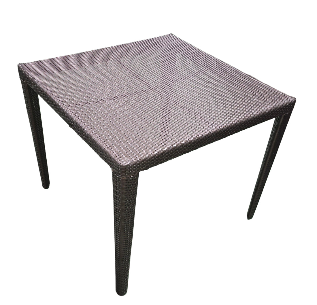 SHL top view of square brown rattan outdoor dining table