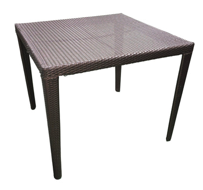 SHL front view of brown rattan outdoor dining table, used and in good condition