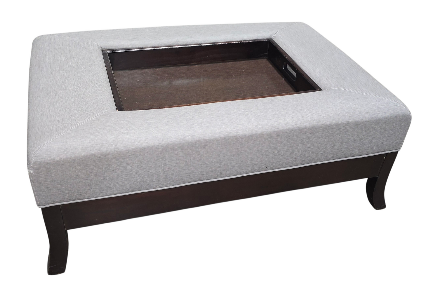 SHL front view of coffee table ottoman with serving tray insert, used and very good condition