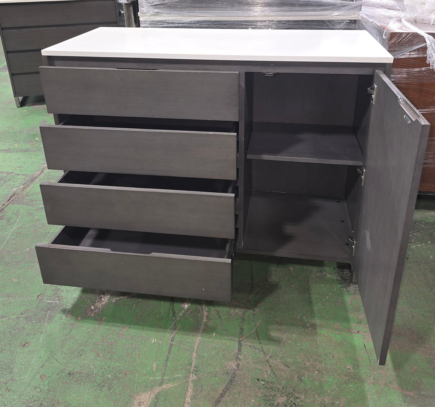 Large gray dresser for bedroom or guest room