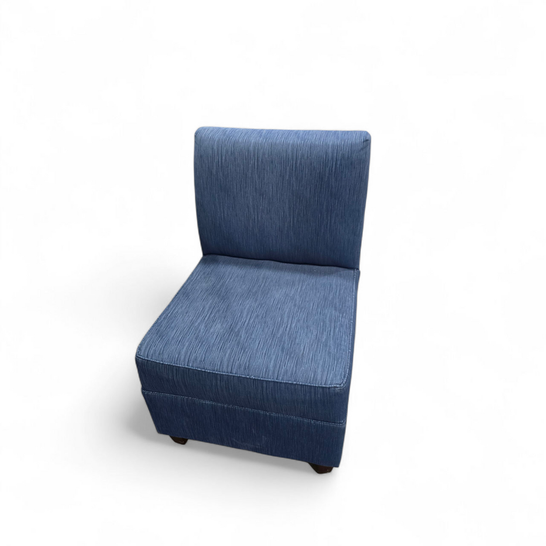 SHL dark blue slipper chair, 24x27 with 19-inch seat height, used and in good condition