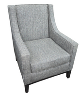 SHL front view of dark gray upholstered accent chair, used and in very good condition