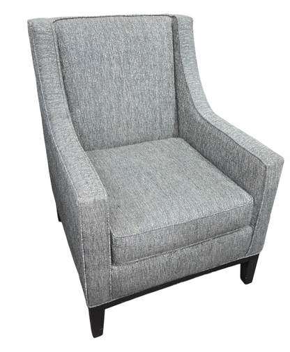 SHL front view of dark gray upholstered accent chair, used and in very good condition