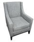 SHL front view of dark gray upholstered accent chair, used and in very good condition