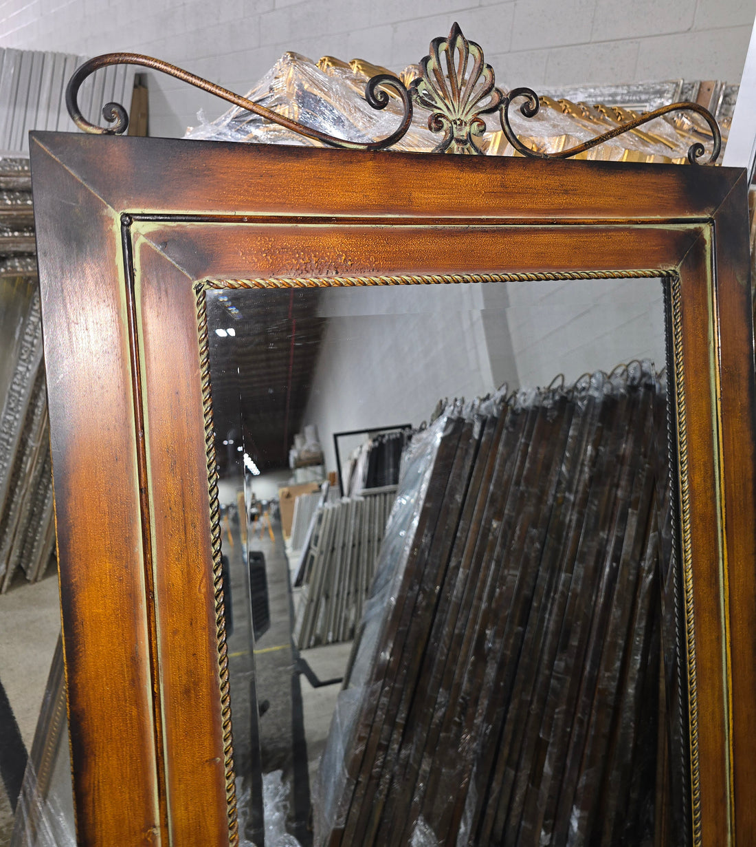 Full view of tall mirror suitable for bedroom or entryway