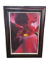 Framed painting of a red iris measuring 31 1/4 x 42 1/4, used and in good condition