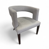 SHL angled view of gray dining chair for modern dining or office use, used and in good condition