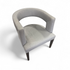 SHL front view of gray dining chair with curved open back, 25 x 25 x 31.5, used and in good condition