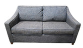 Gray textured queen sofa sleeper with curved arms and plush seat cushions