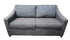 Gray textured queen sofa sleeper with curved arms and plush seat cushions